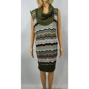 Baby Phat Womens Sweater Dress Multicolor Chevron Knee Length Sleeveless Knit XL